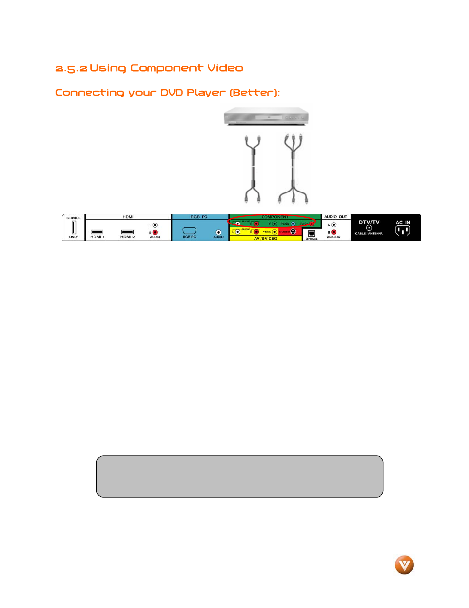 2 using component video | Vizio VP504 FHDTV10A User Manual | Page 24 / 106