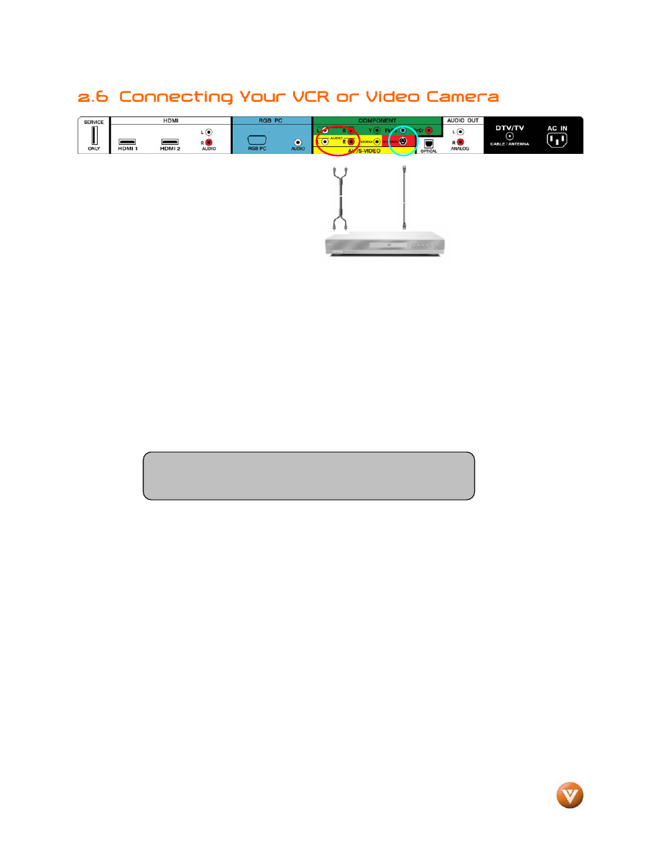 6 connecting your vcr or video camera | Vizio VP504 FHDTV10A User Manual | Page 26 / 106