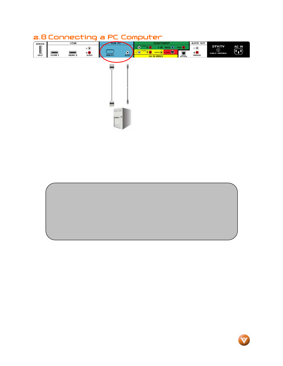 8 connecting a pc computer | Vizio VP504 FHDTV10A User Manual | Page 29 / 106