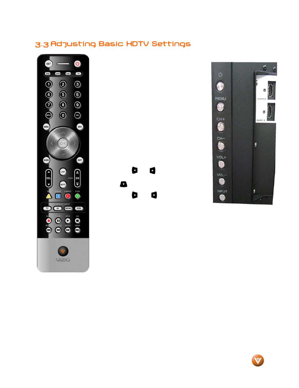 3 adjusting basic hdtv settings | Vizio VP504 FHDTV10A User Manual | Page 37 / 106