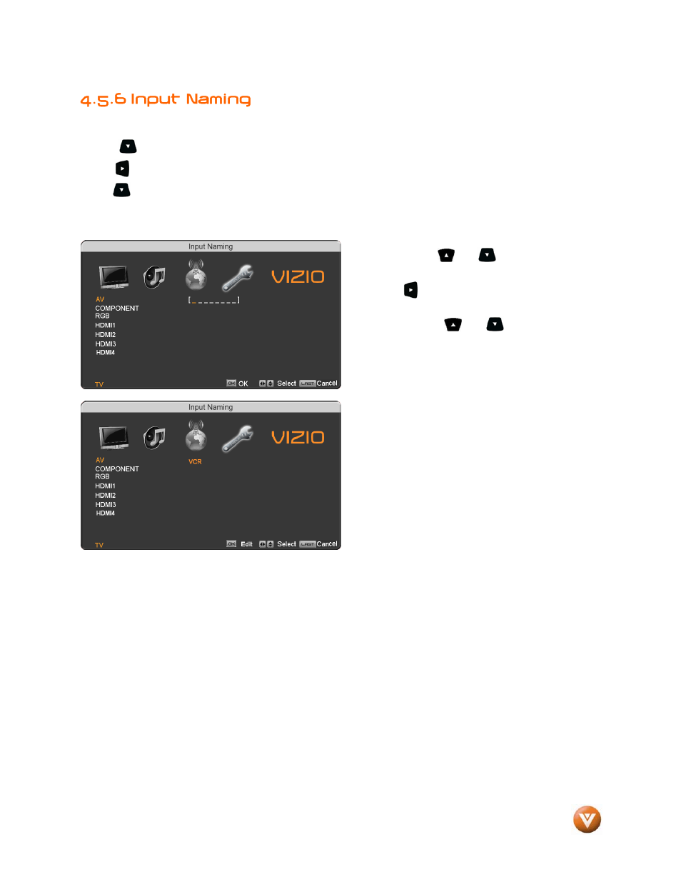 6 input naming | Vizio VP504 FHDTV10A User Manual | Page 54 / 106