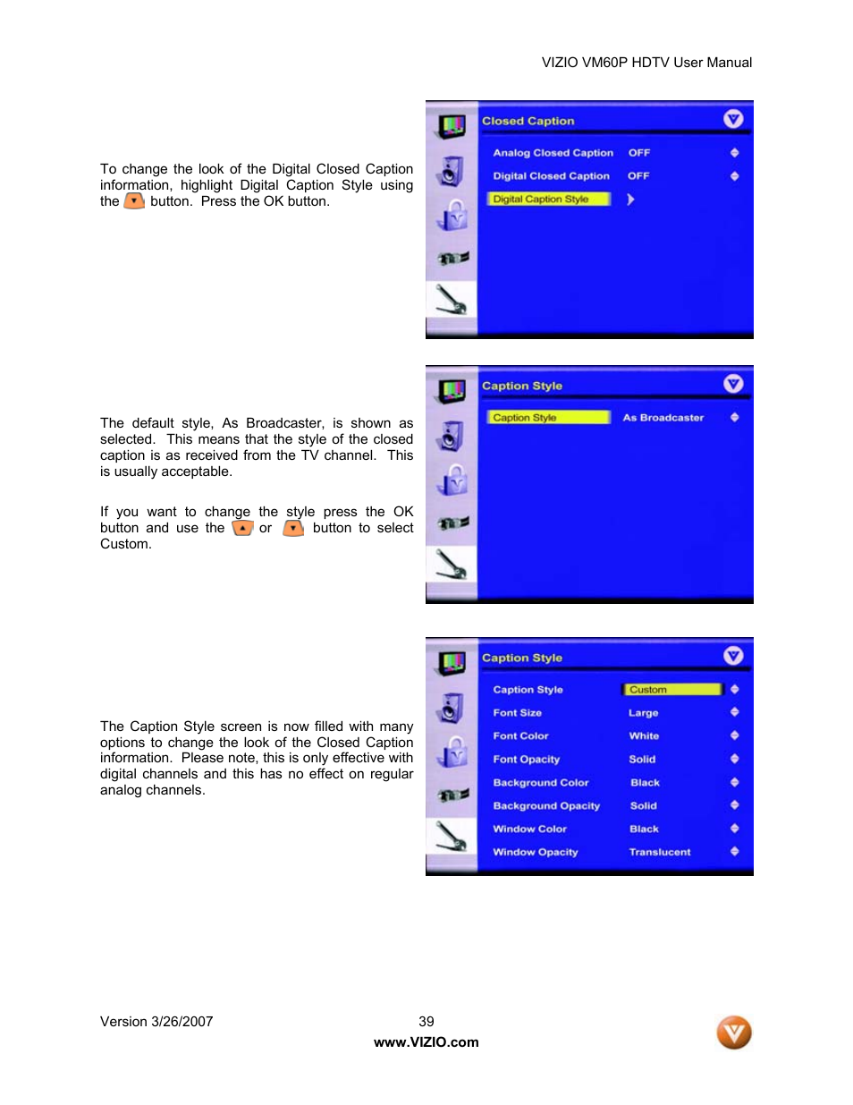 Vizio VM60P User Manual | Page 39 / 75