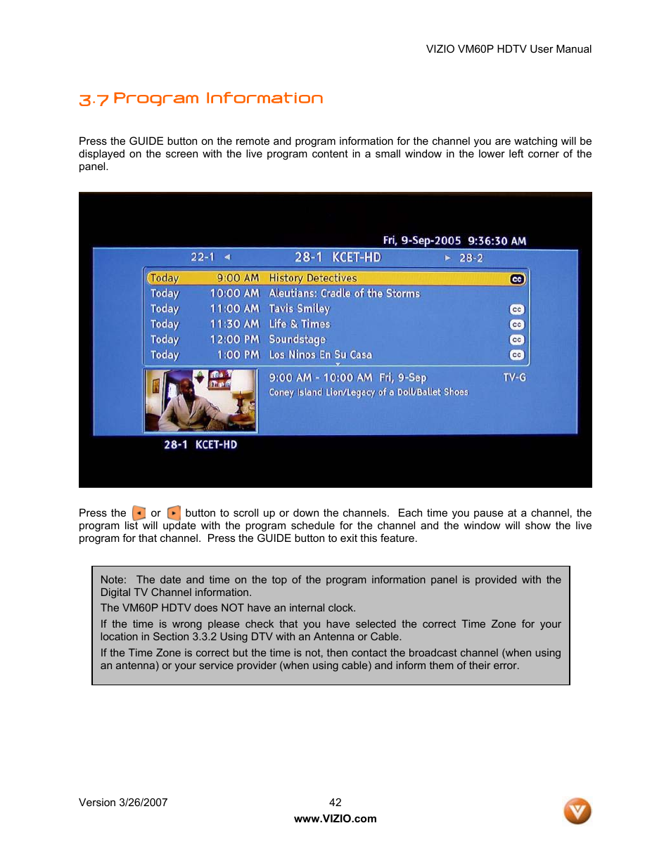 7 program information | Vizio VM60P User Manual | Page 42 / 75