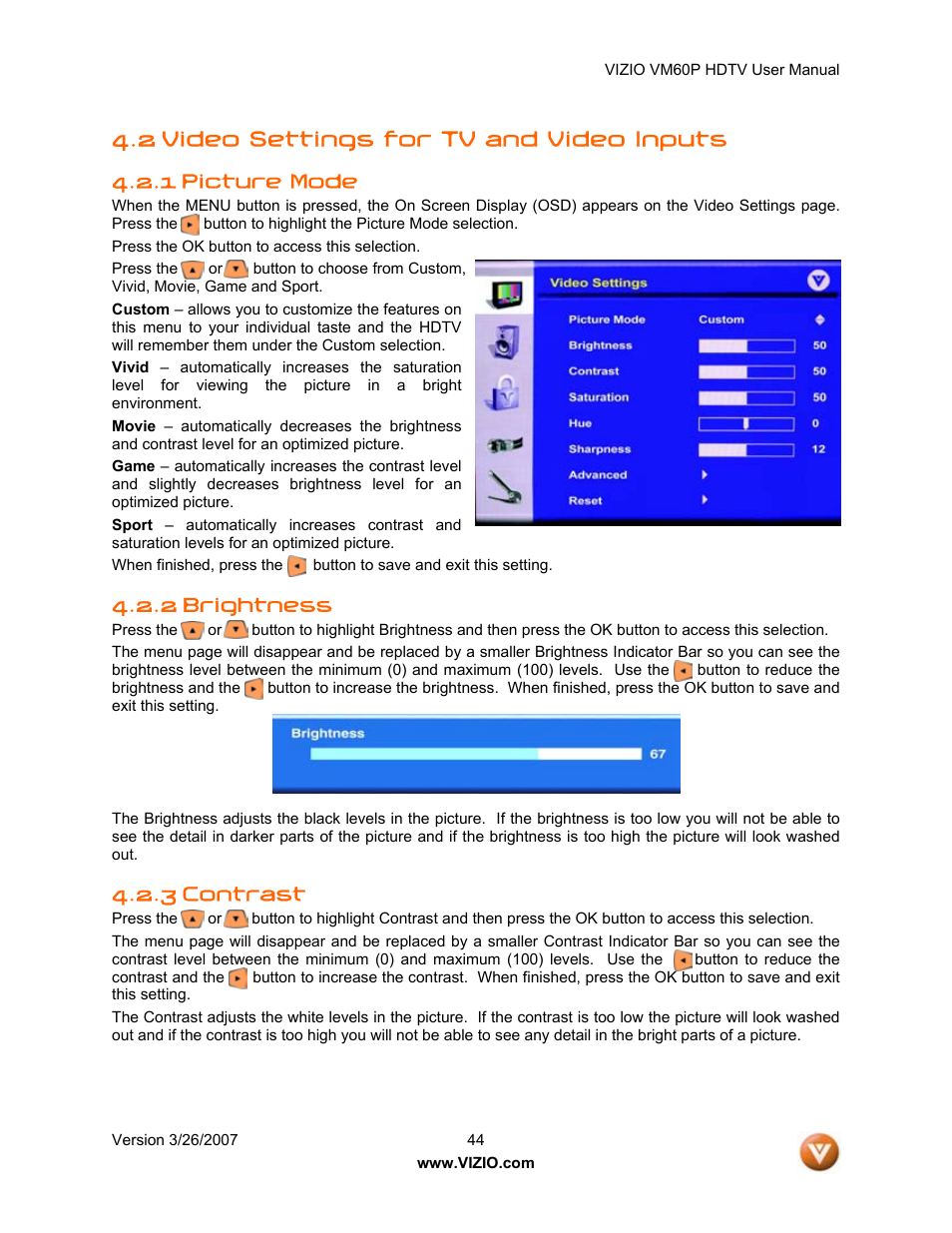 Vizio VM60P User Manual | Page 44 / 75