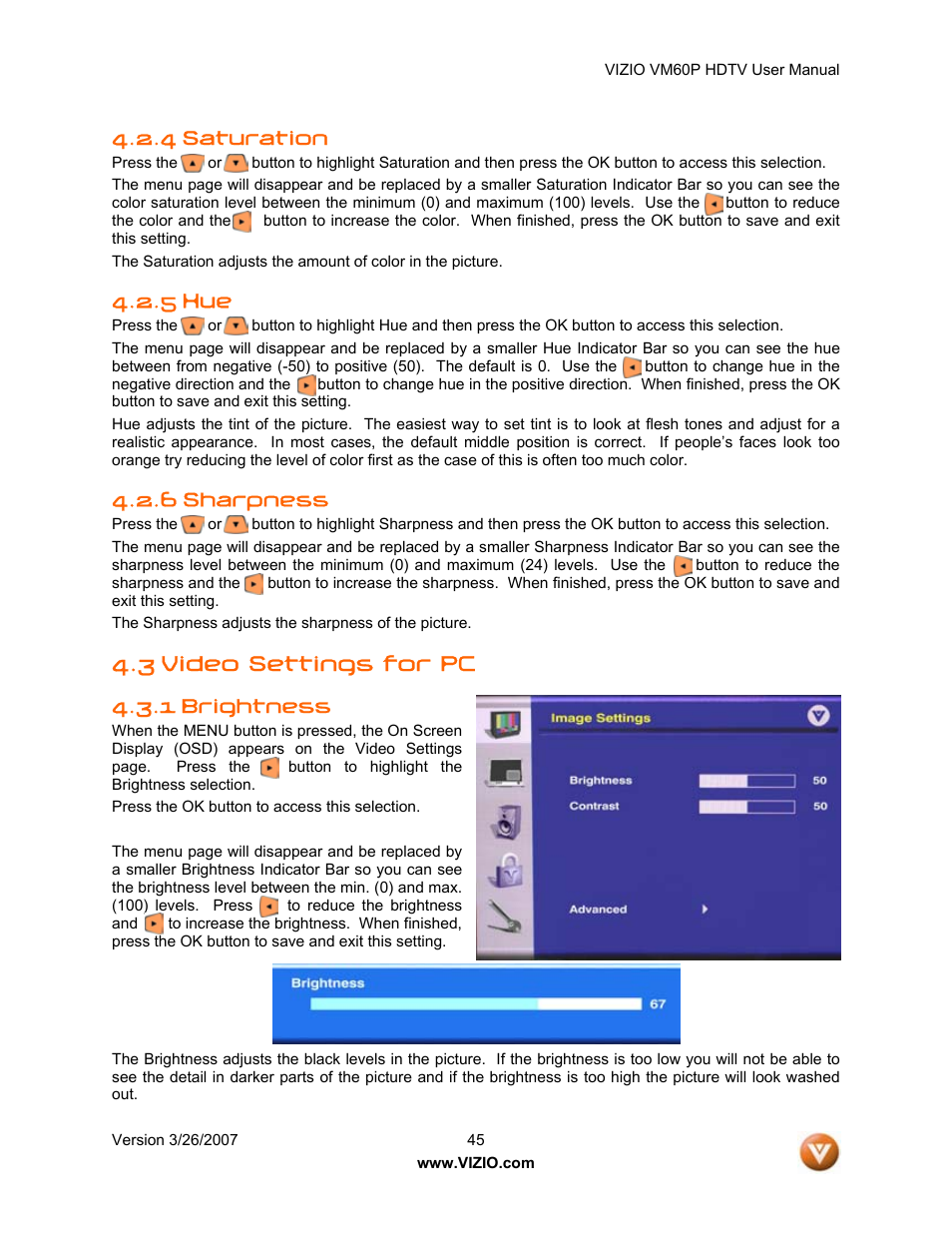 Vizio VM60P User Manual | Page 45 / 75