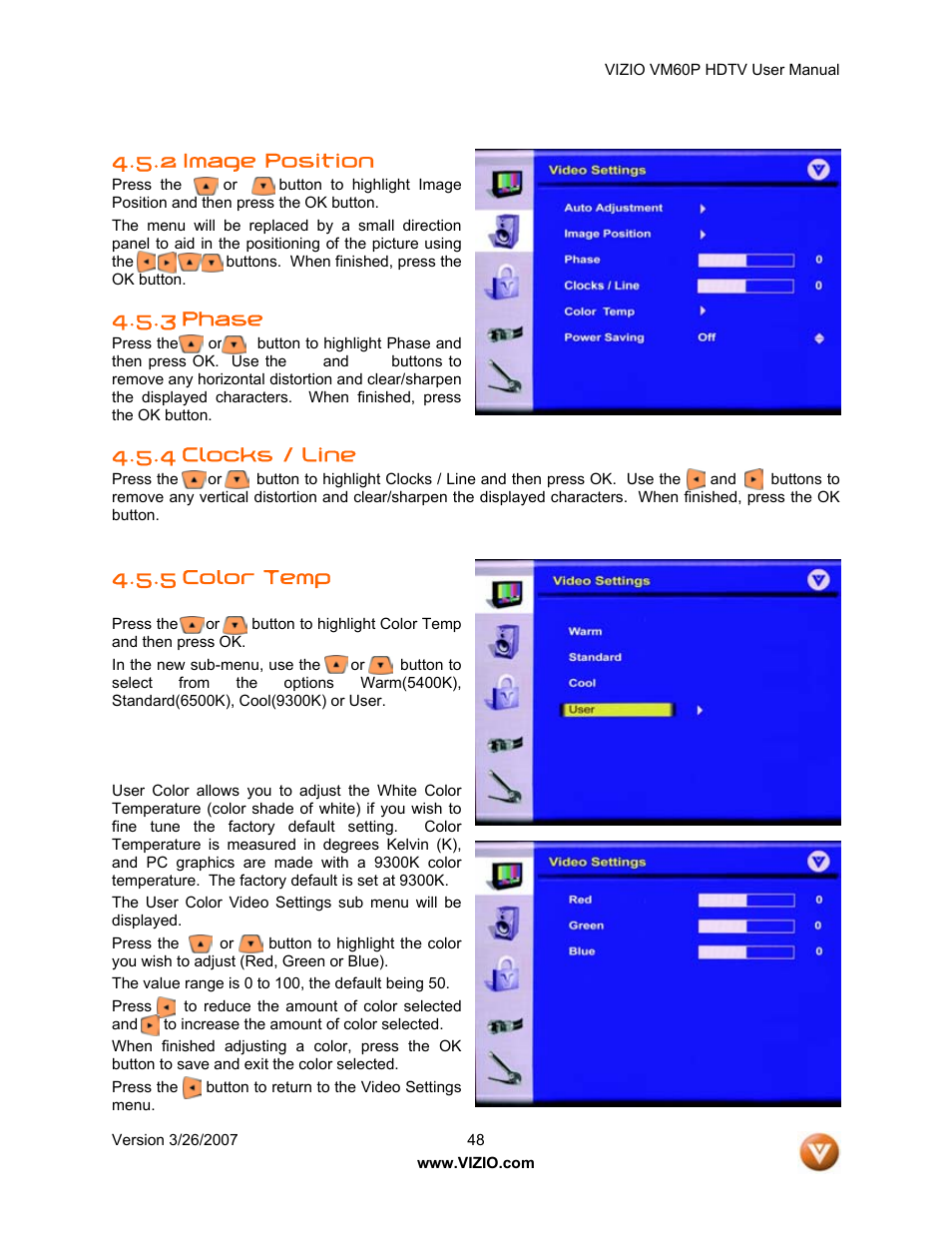 Vizio VM60P User Manual | Page 48 / 75