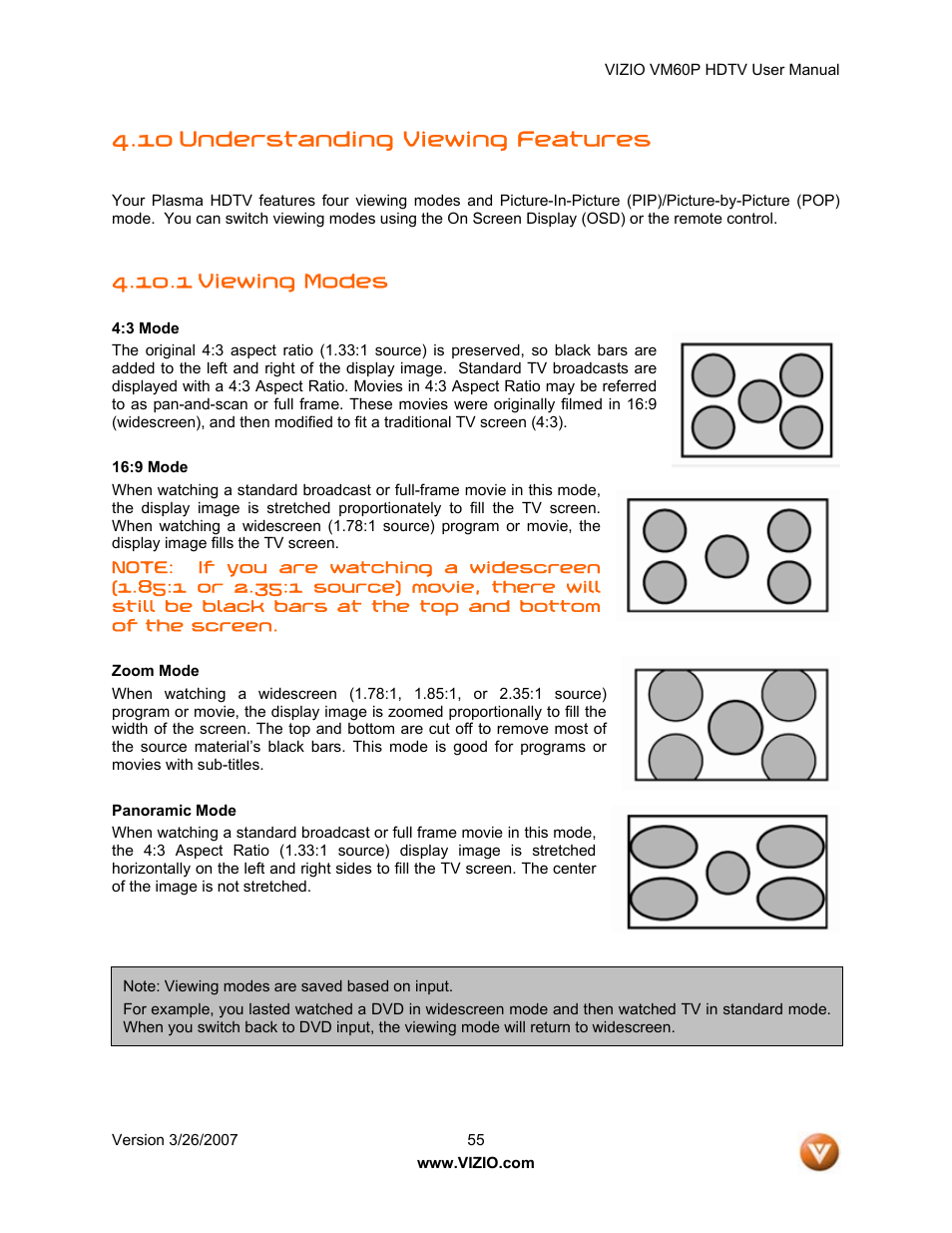 10 understanding viewing features | Vizio VM60P User Manual | Page 55 / 75