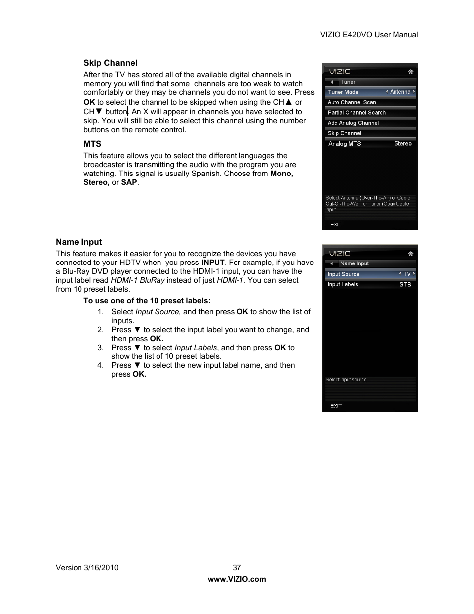 Vizio E420VO User Manual | Page 37 / 52