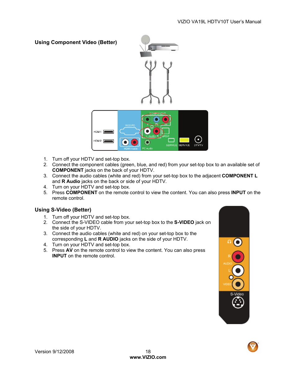 Vizio VA19L HDTV10T User Manual | Page 18 / 52