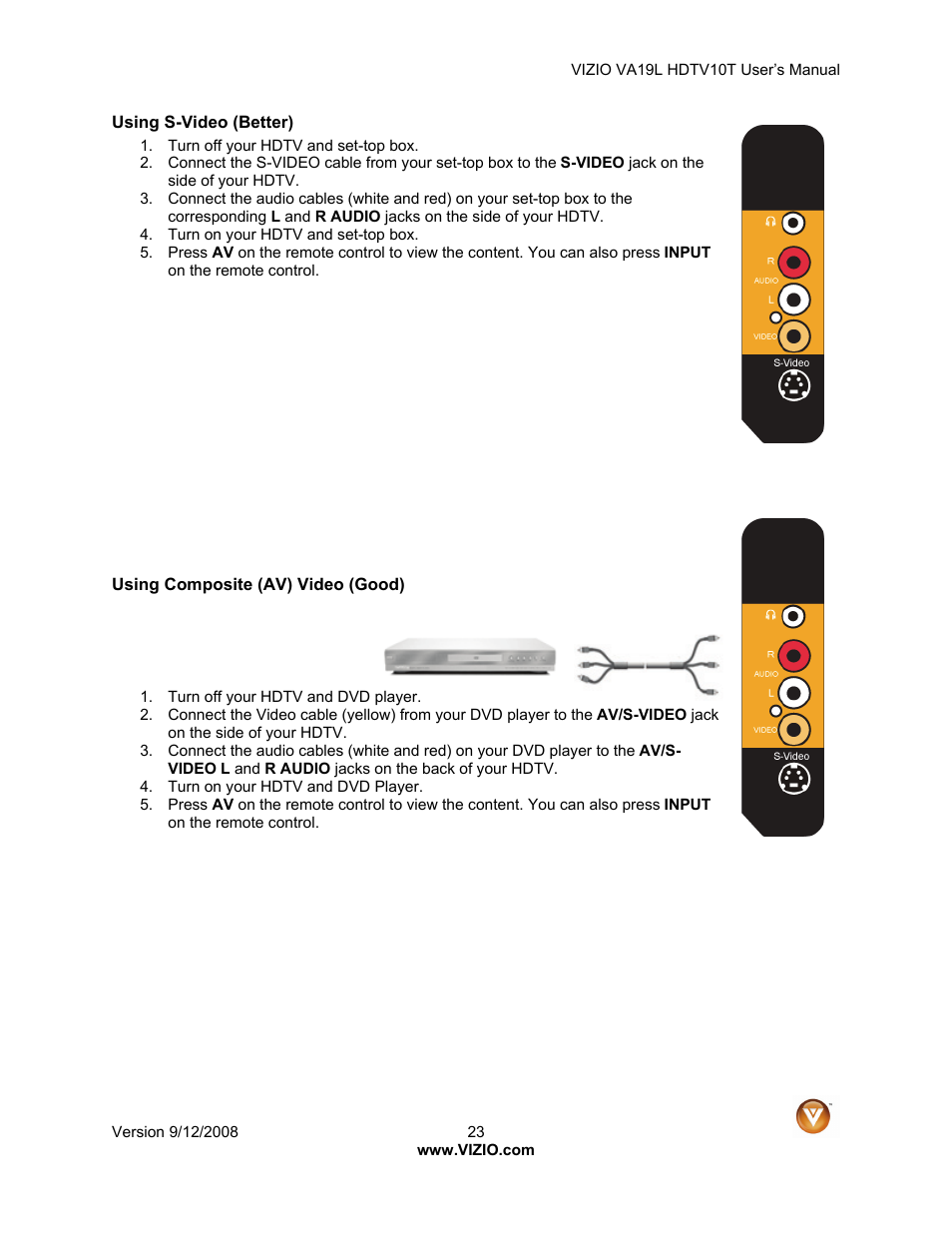 Vizio VA19L HDTV10T User Manual | Page 23 / 52