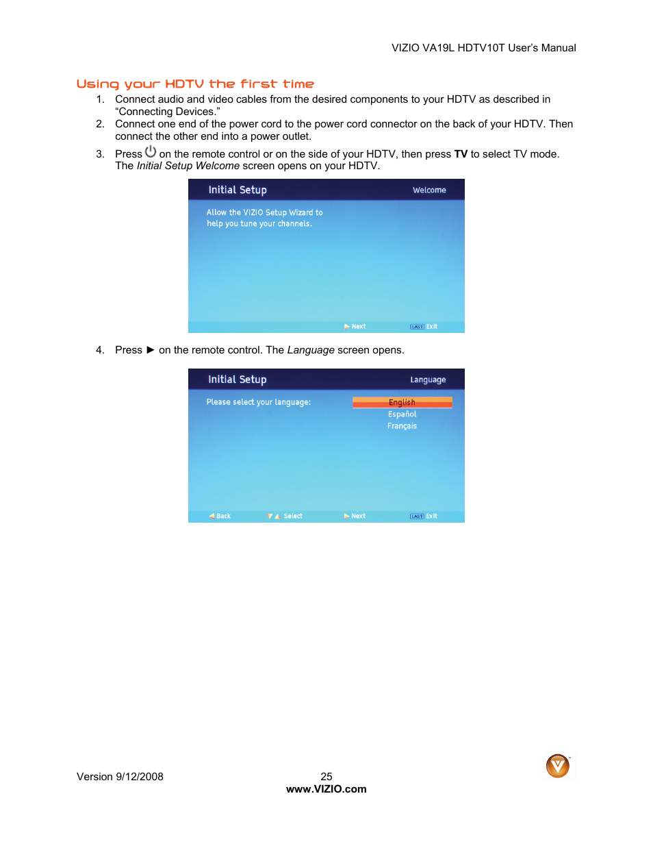 Vizio VA19L HDTV10T User Manual | Page 25 / 52
