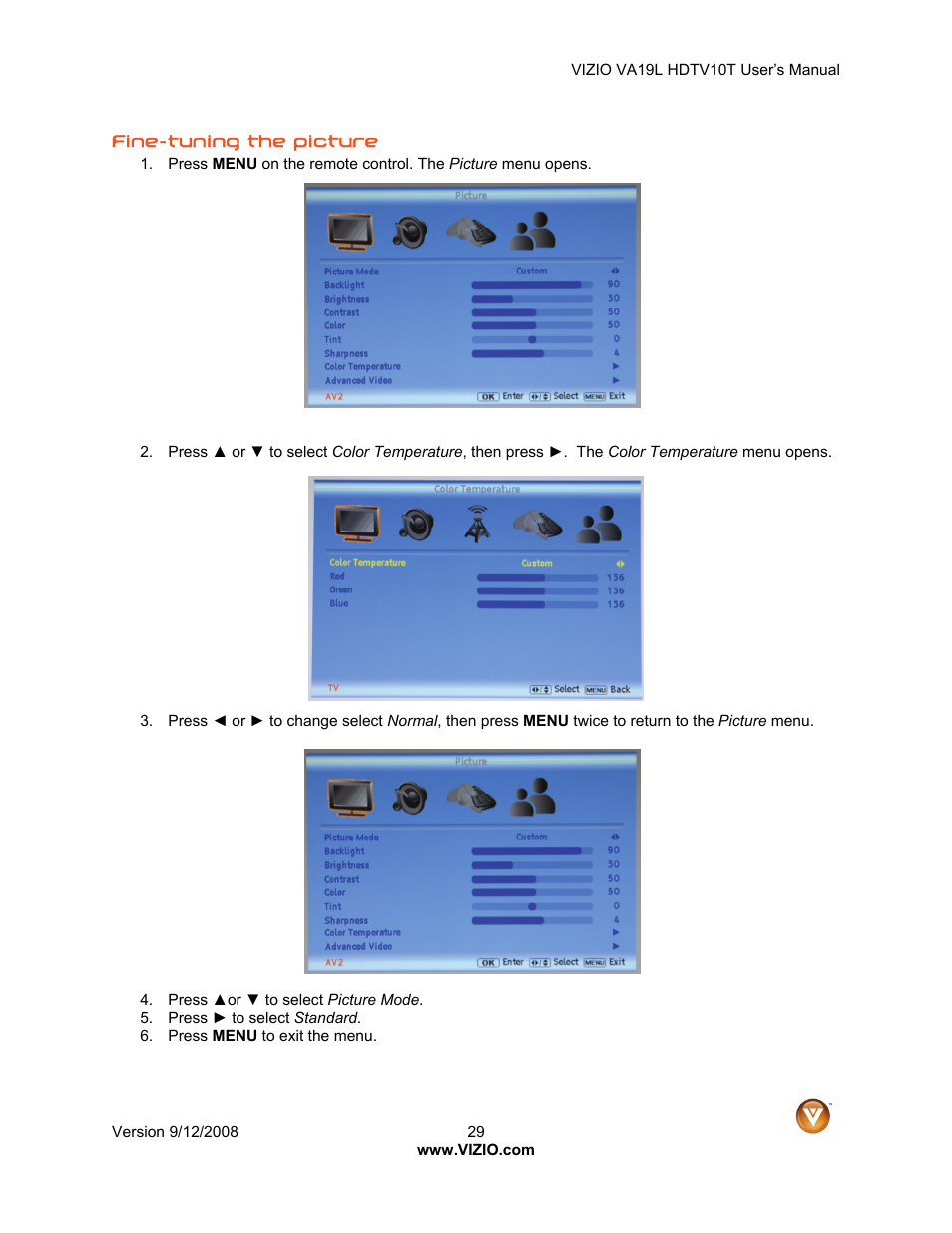 Vizio VA19L HDTV10T User Manual | Page 29 / 52