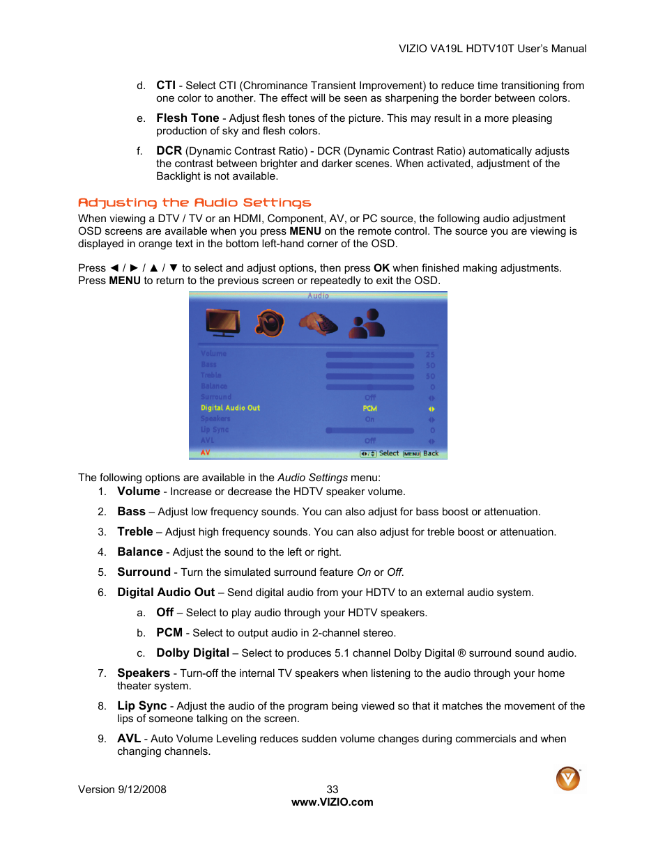 Vizio VA19L HDTV10T User Manual | Page 33 / 52