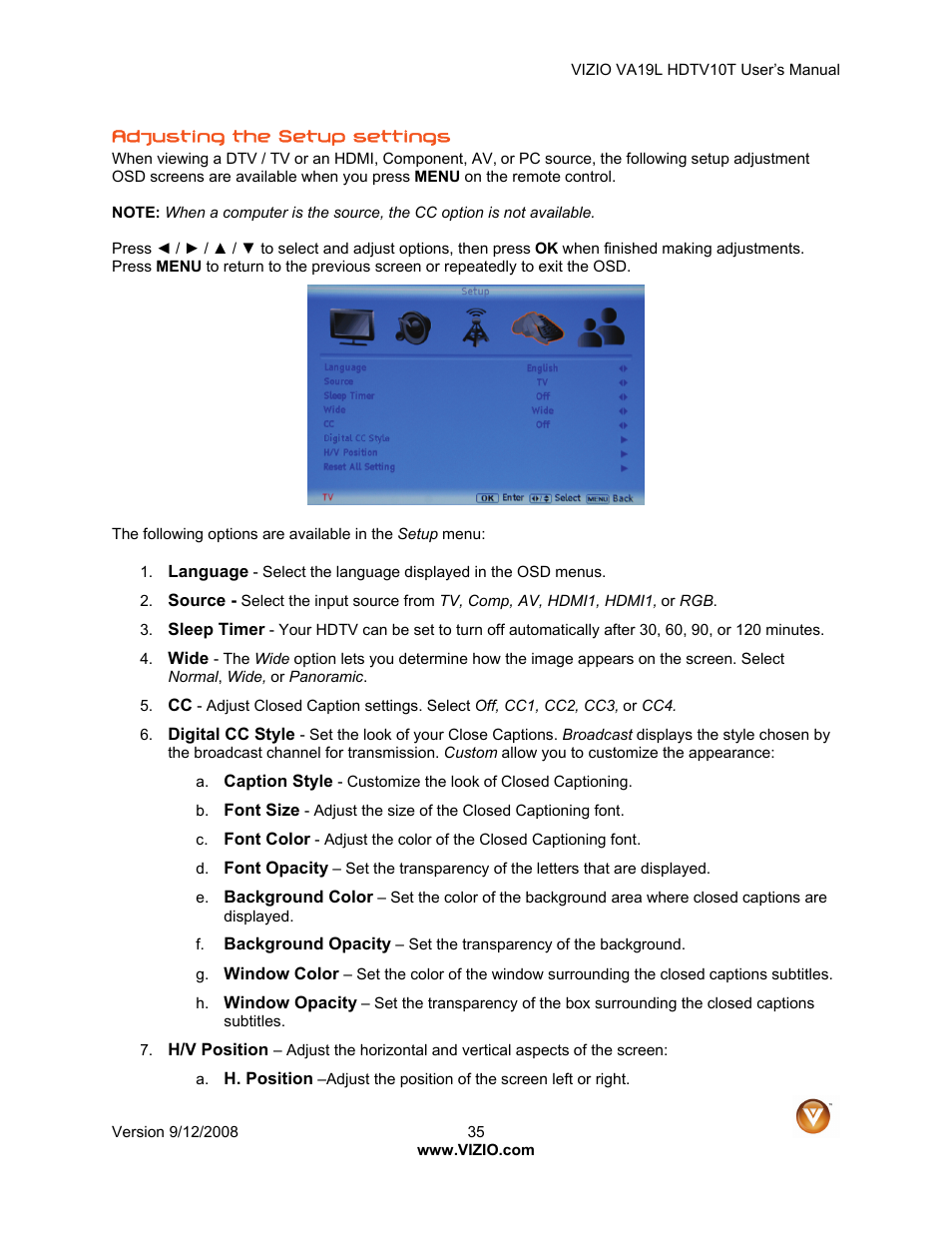 Vizio VA19L HDTV10T User Manual | Page 35 / 52
