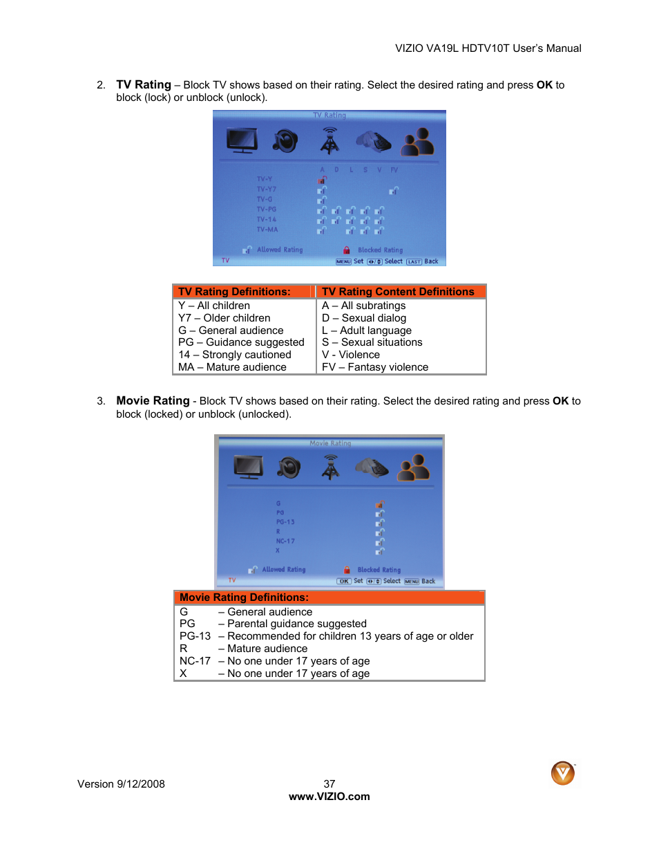 Vizio VA19L HDTV10T User Manual | Page 37 / 52