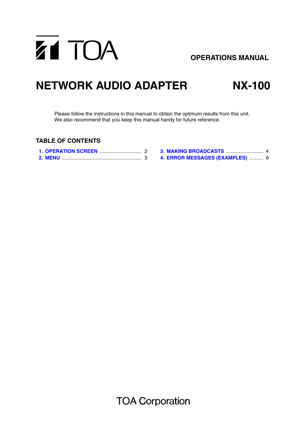 Vizio NX-100 User Manual | 6 pages