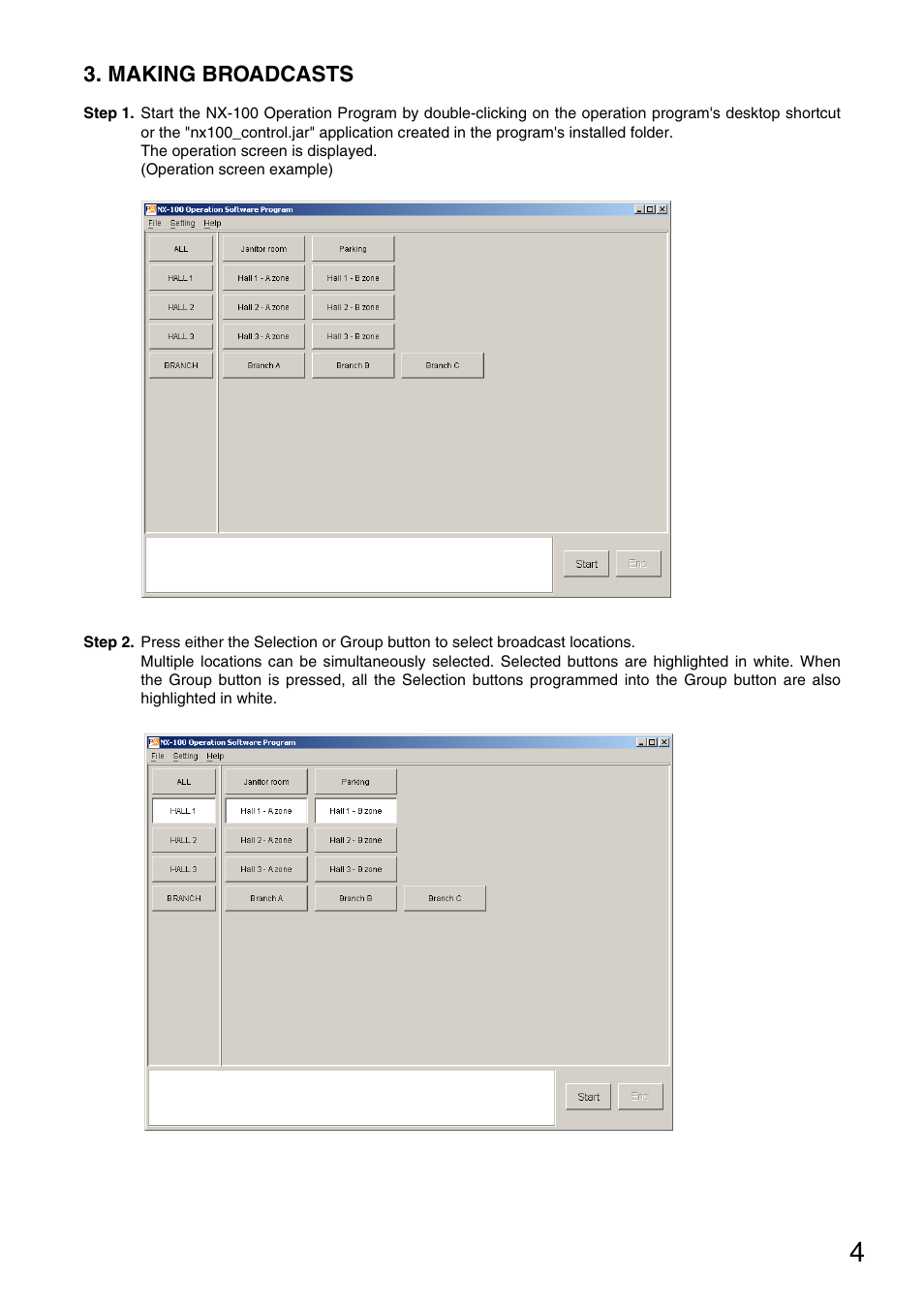 Making broadcasts | Vizio NX-100 User Manual | Page 4 / 6