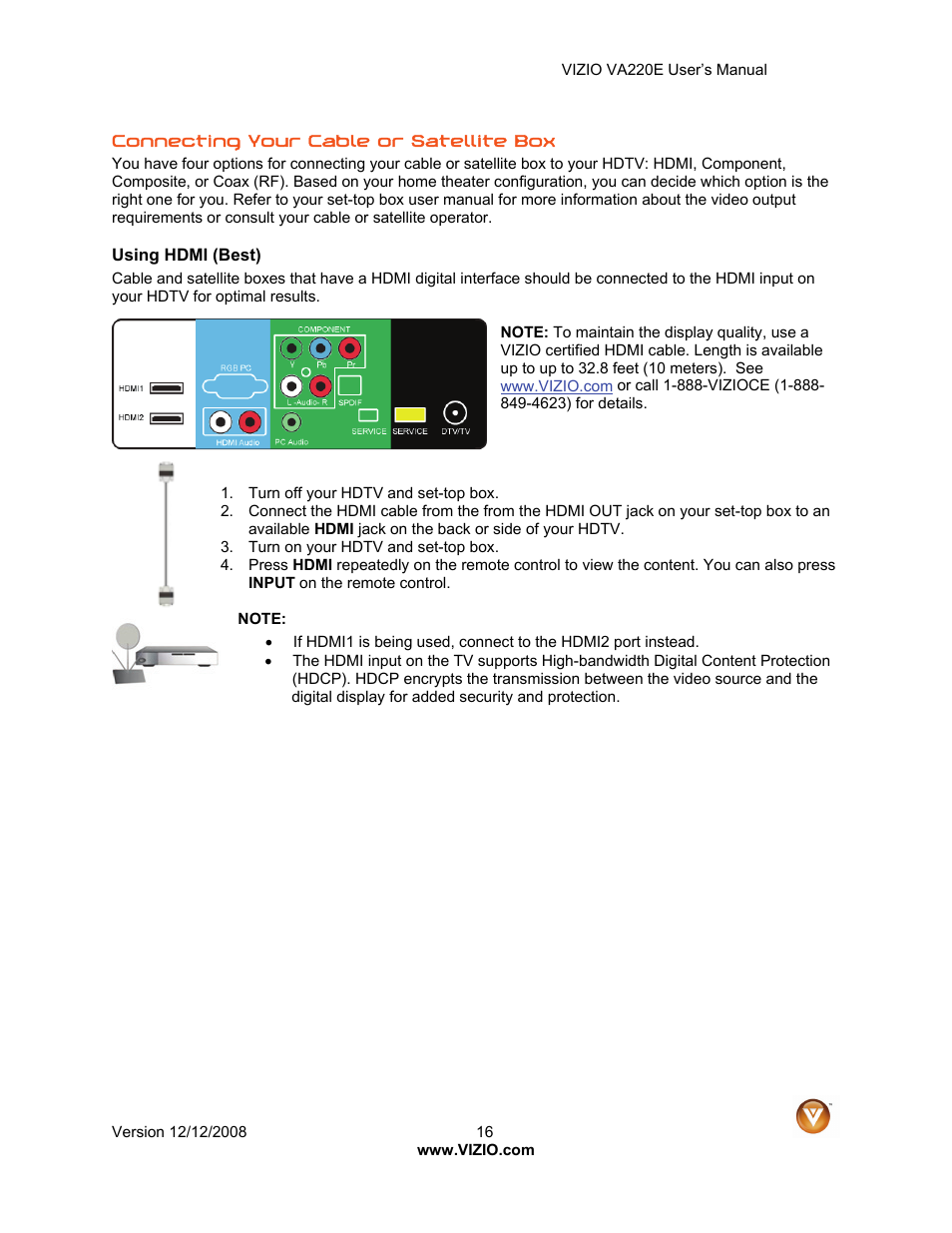 Vizio VA220E User Manual | Page 16 / 52