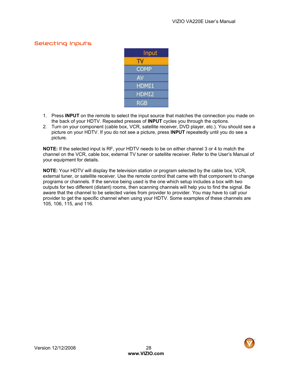 Vizio VA220E User Manual | Page 28 / 52