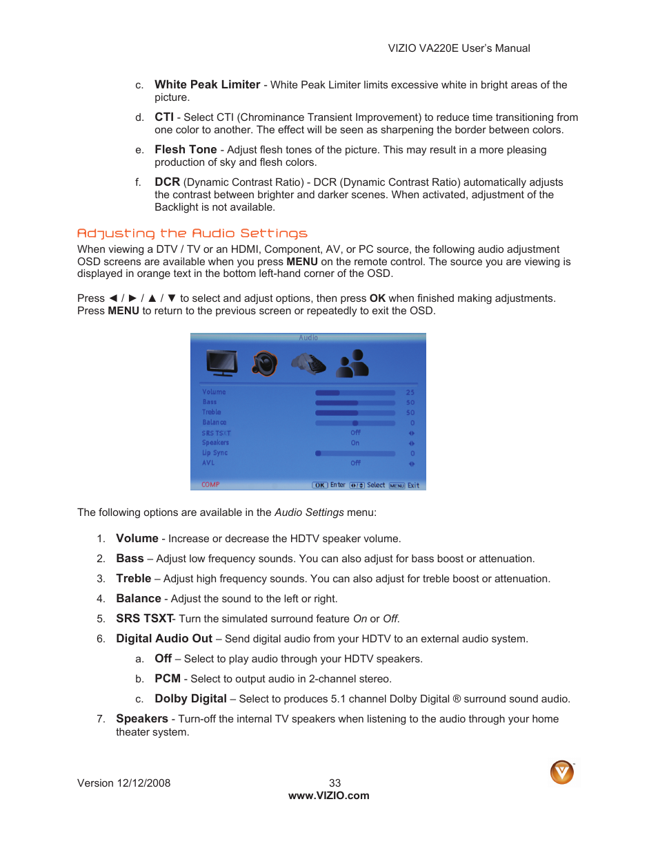 Vizio VA220E User Manual | Page 33 / 52