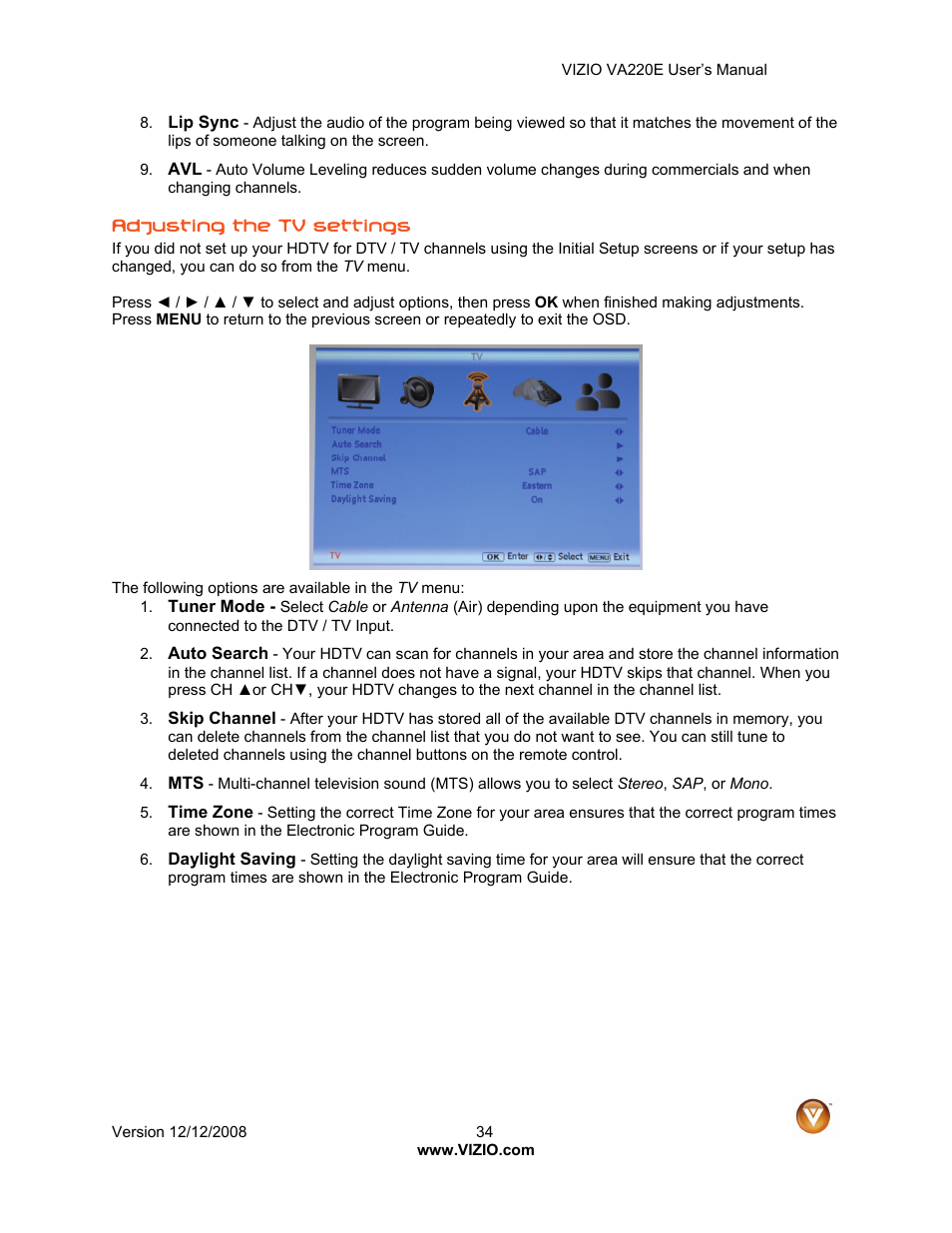 Vizio VA220E User Manual | Page 34 / 52