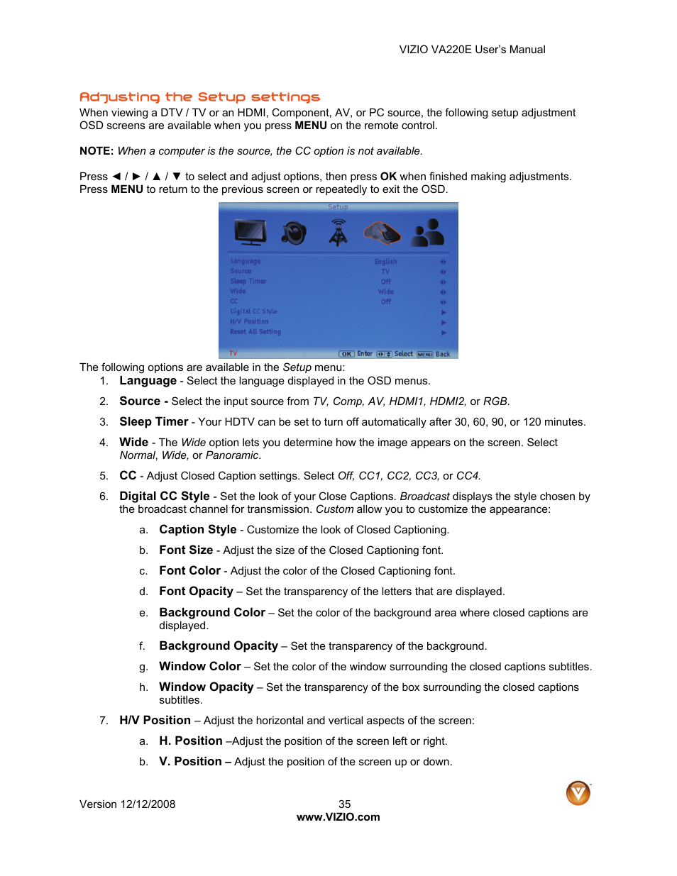 Vizio VA220E User Manual | Page 35 / 52