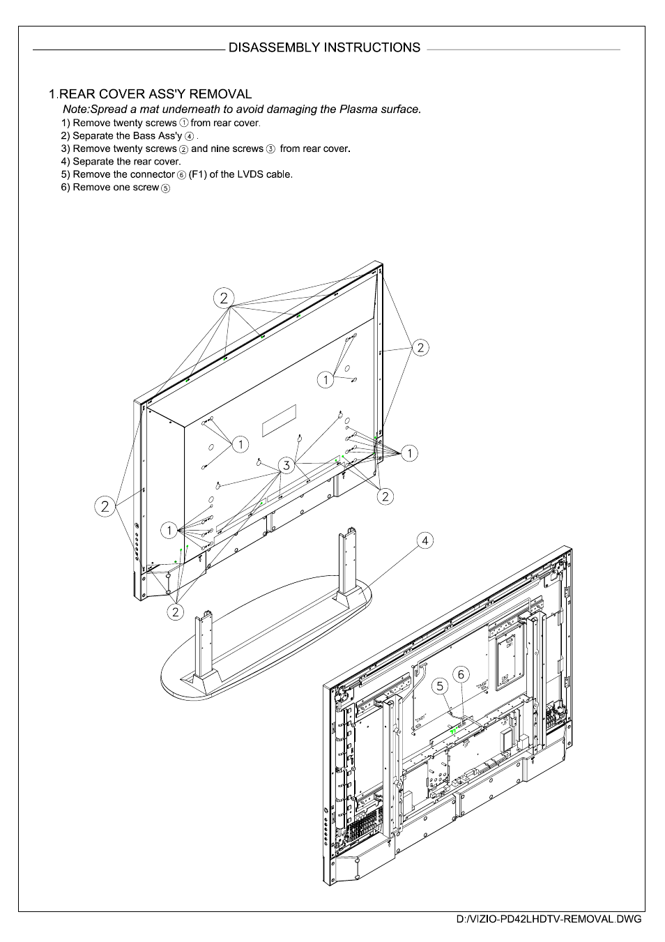 Assembly explosion drawing | Vizio P42HDTV10A User Manual | Page 111 / 113