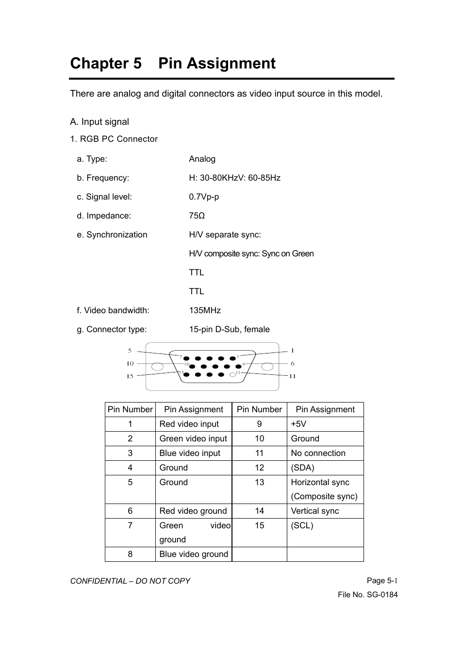 Chapter 5 pin assignment | Vizio P42HDTV10A User Manual | Page 20 / 113