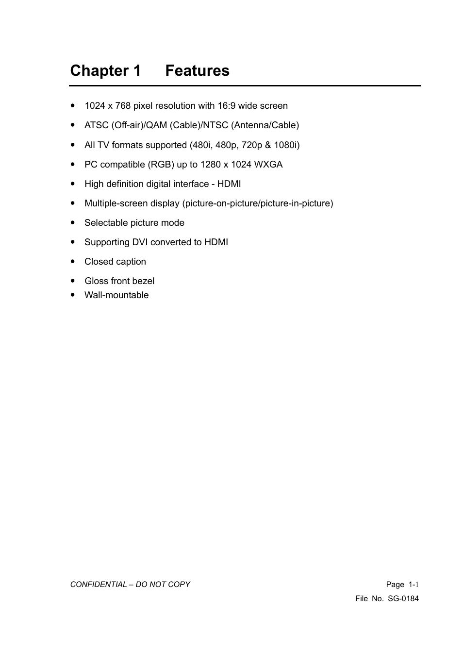 Chapter 1 features | Vizio P42HDTV10A User Manual | Page 4 / 113