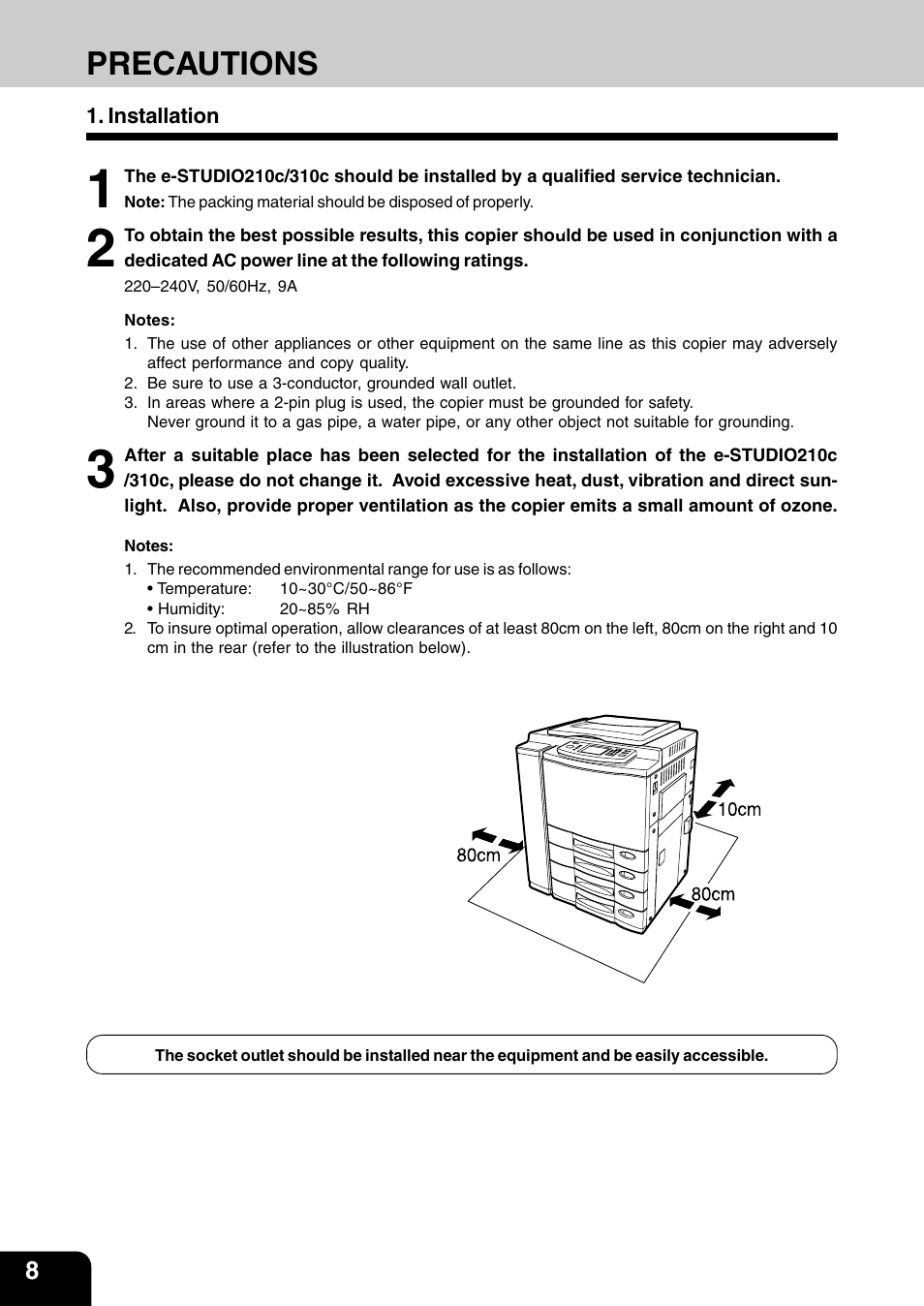 Precautions, Installation | Vizio 210C User Manual | Page 10 / 195