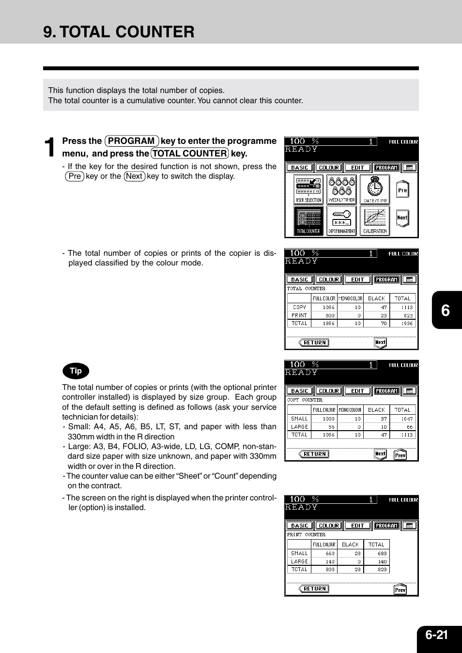 Total counter | Vizio 210C User Manual | Page 113 / 195
