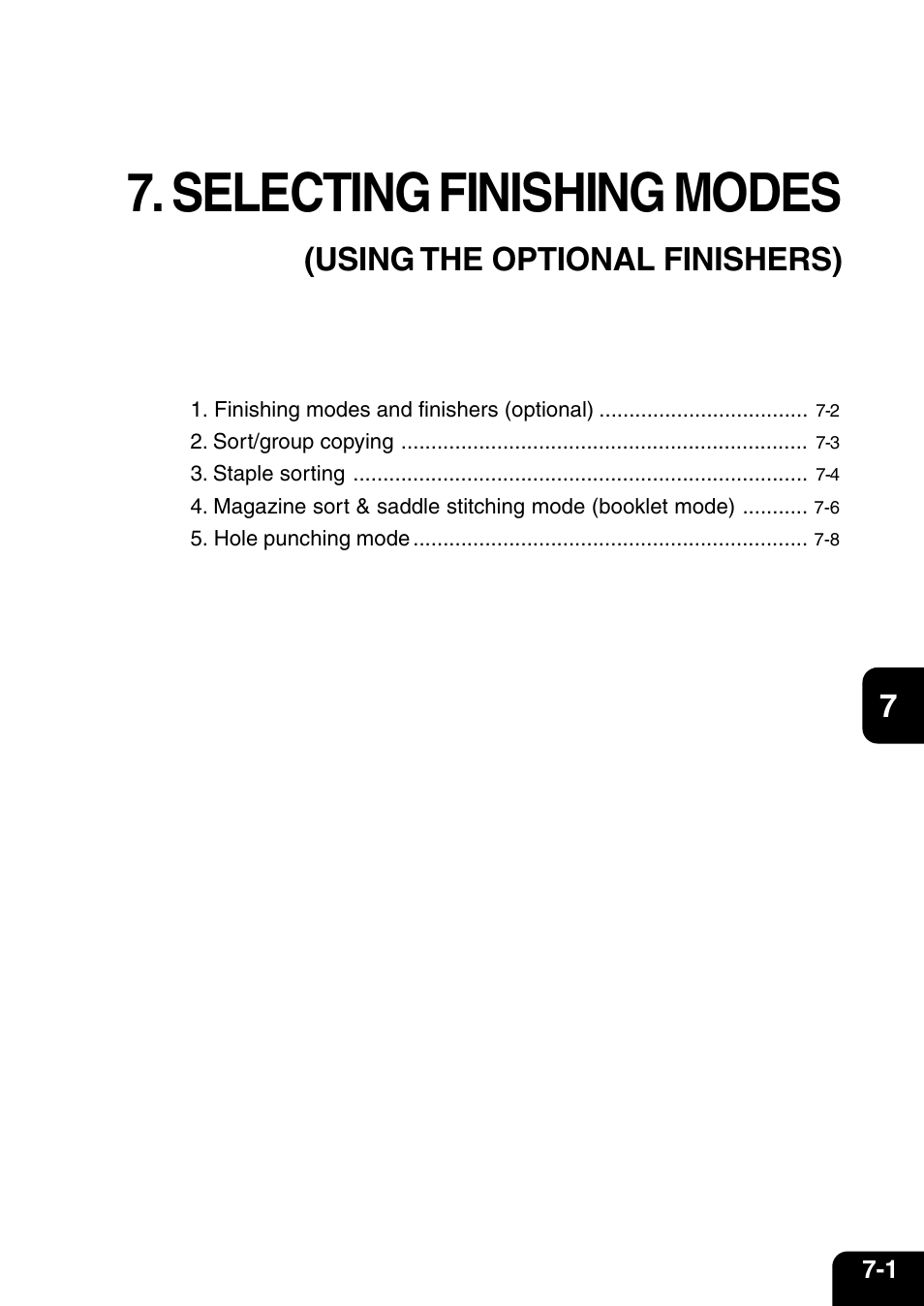 Selecting finishing modes, Using the optional finishers) | Vizio 210C User Manual | Page 125 / 195