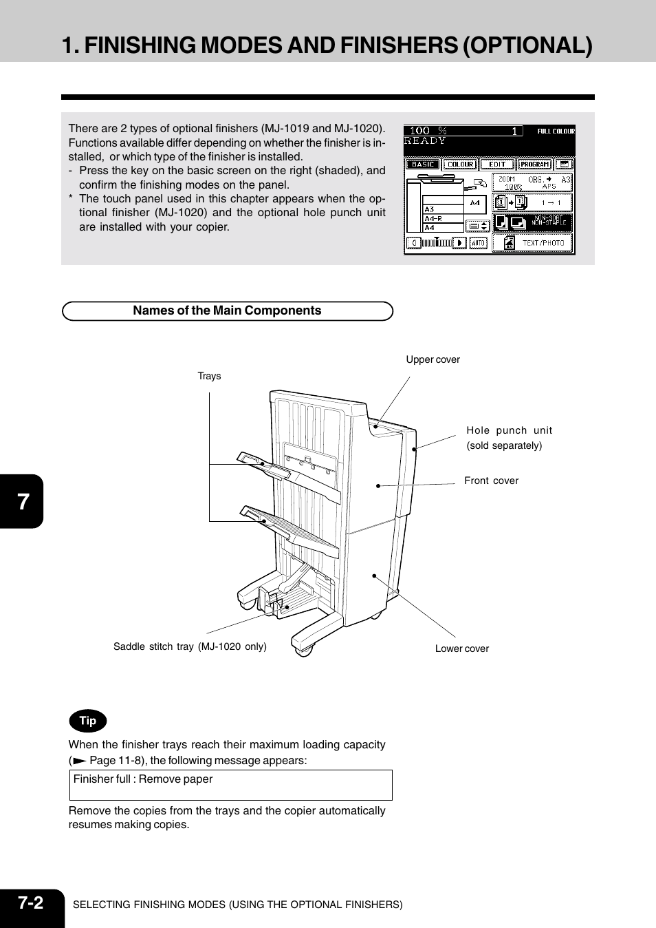 Finishing modes and finishers (optional) | Vizio 210C User Manual | Page 126 / 195