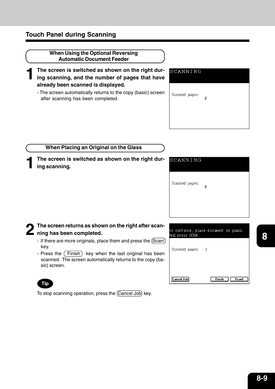 Touch panel during scanning | Vizio 210C User Manual | Page 141 / 195