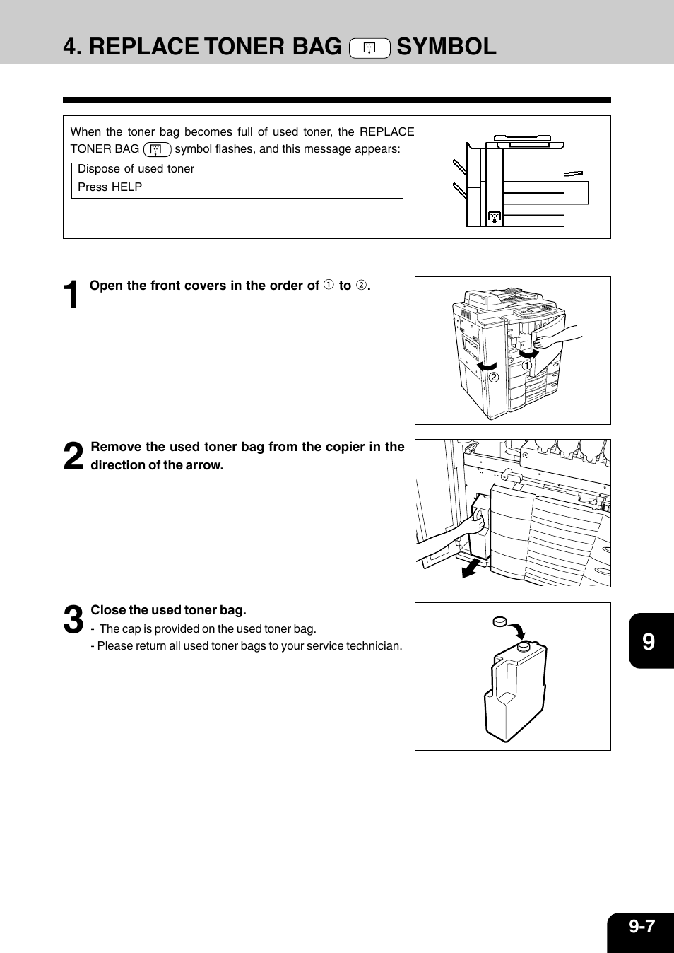 Replace toner bag symbol | Vizio 210C User Manual | Page 149 / 195