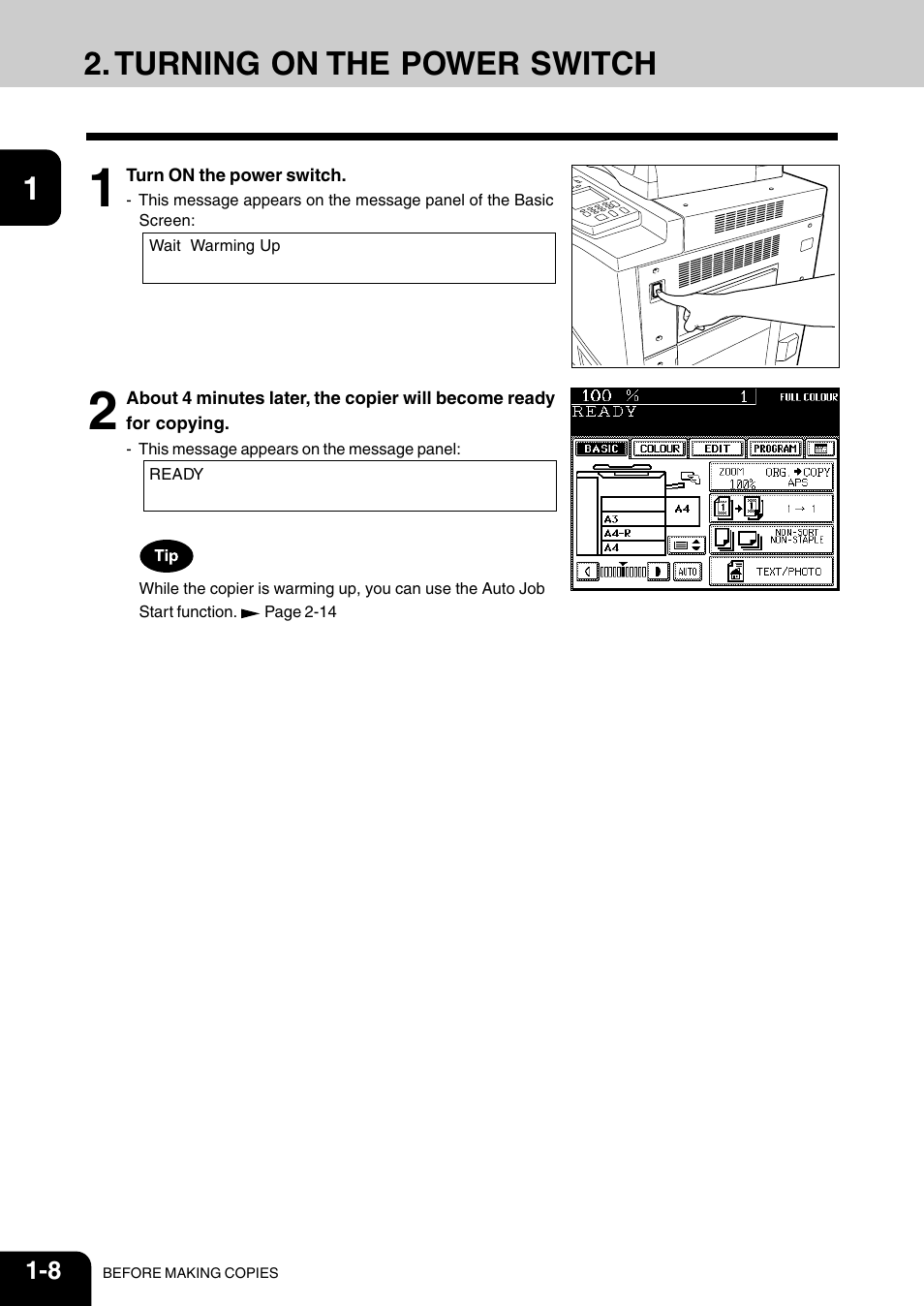 Turning on the power switch | Vizio 210C User Manual | Page 22 / 195