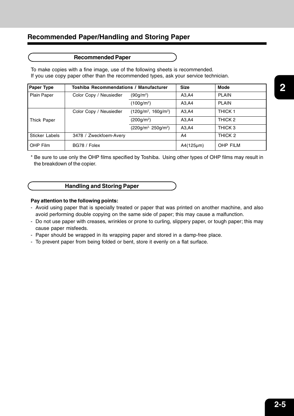 Recommended paper/handling and storing paper | Vizio 210C User Manual | Page 31 / 195