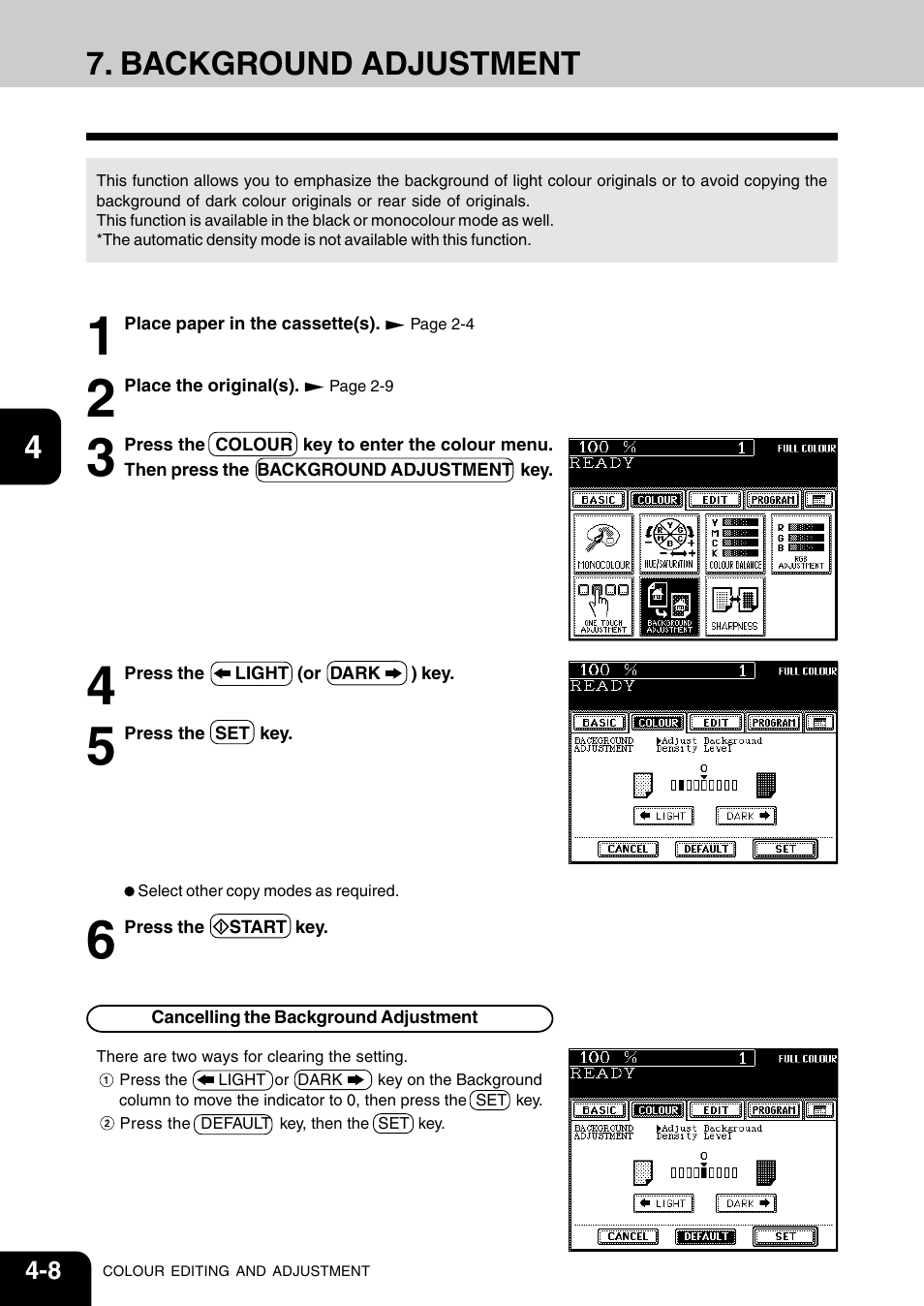 Background adjustment | Vizio 210C User Manual | Page 68 / 195