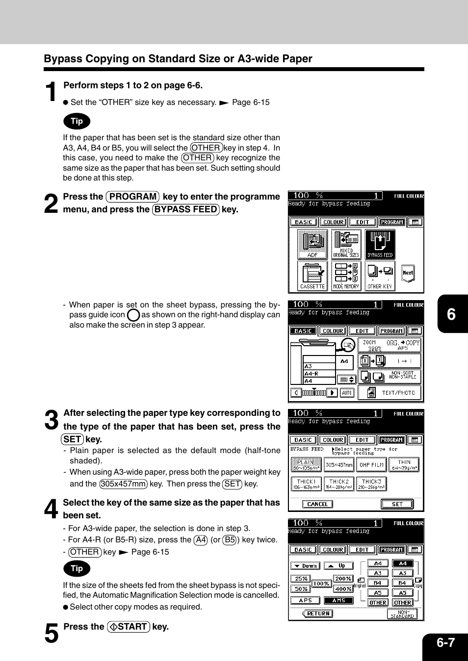 Bypass copying on standard size or a3-wide paper | Vizio 210C User Manual | Page 99 / 195