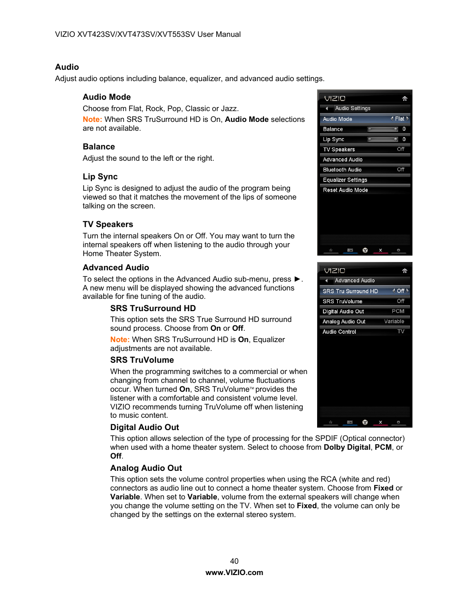 Vizio XVT473SV User Manual | Page 40 / 67
