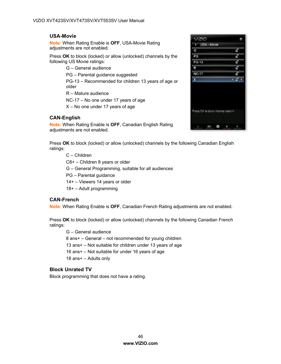 Vizio XVT473SV User Manual | Page 46 / 67