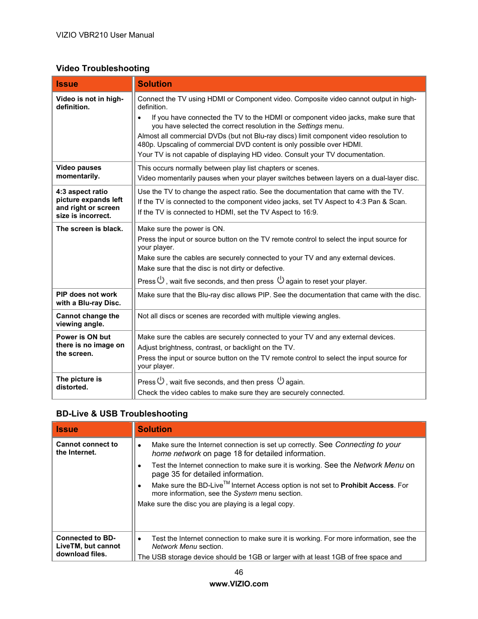 Vizio VBR210 User Manual | Page 46 / 55