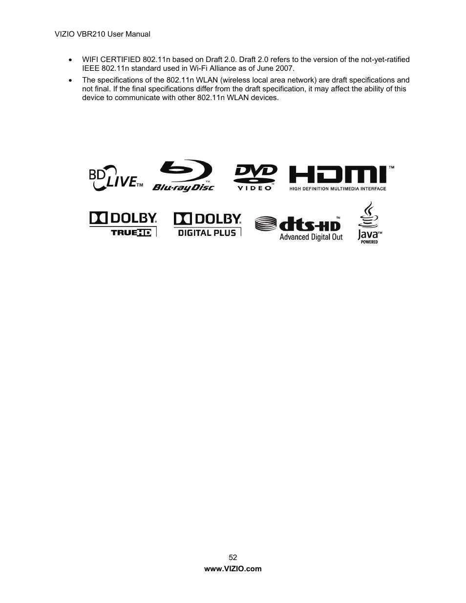 Vizio VBR210 User Manual | Page 52 / 55