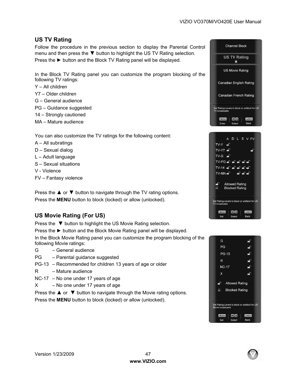 Vizio VO420E User Manual | Page 47 / 67