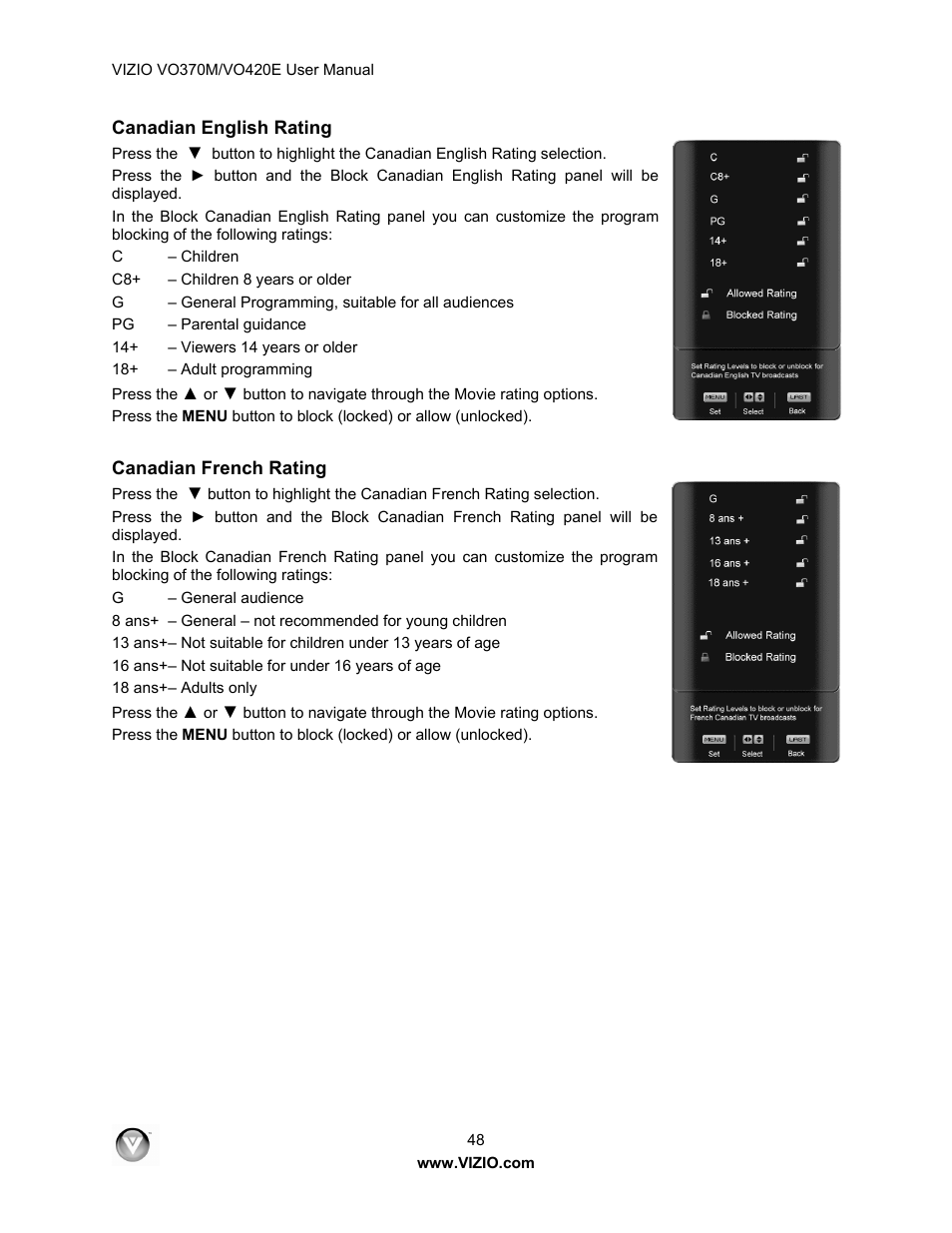 Vizio VO420E User Manual | Page 48 / 67