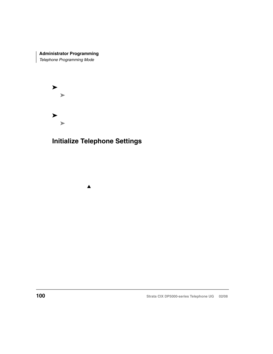 Telephone programming mode, Initialize telephone settings | Vizio STRATA DP5000 User Manual | Page 116 / 140