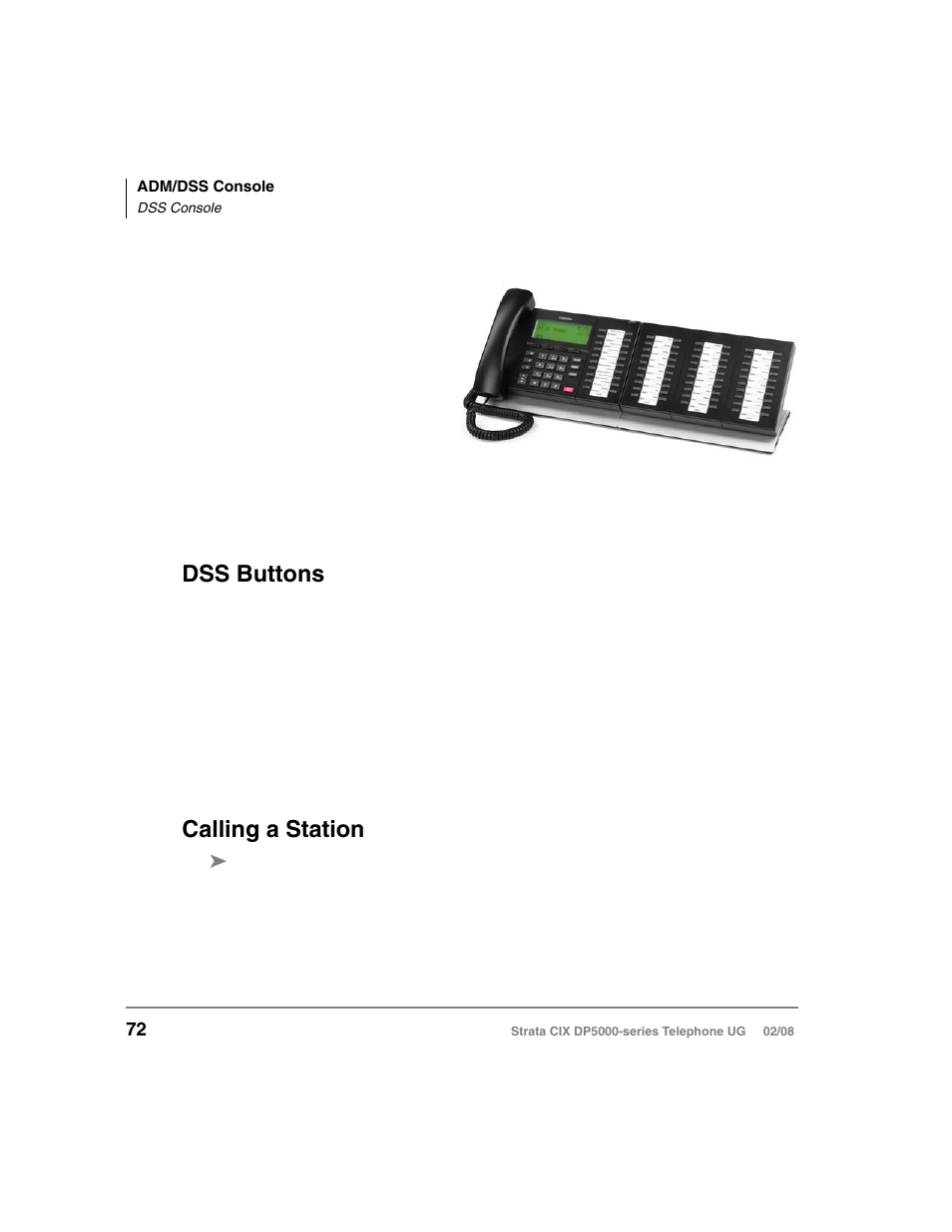 Dss console, Dss buttons, Calling a station | Dss buttons calling a station | Vizio STRATA DP5000 User Manual | Page 88 / 140