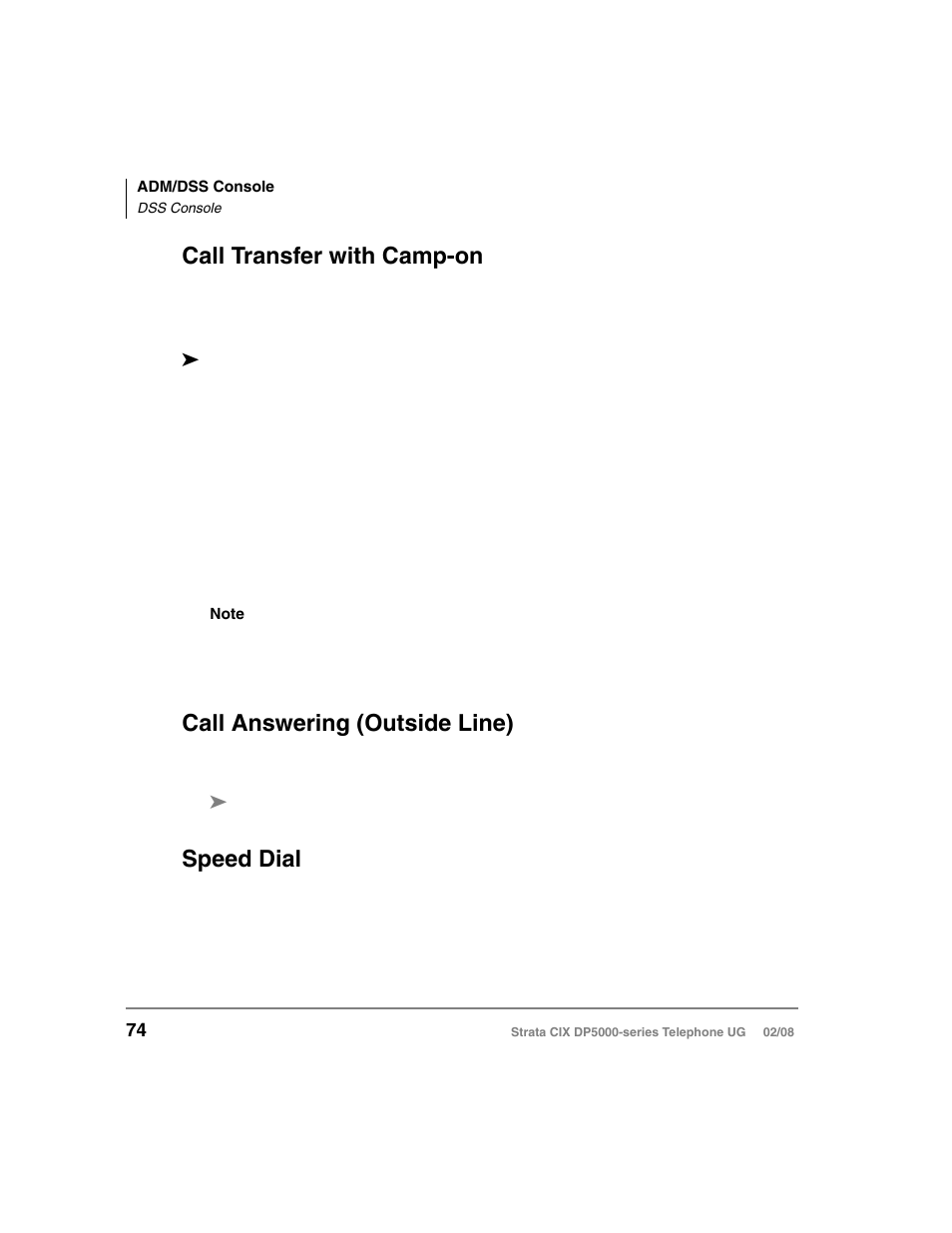 Call transfer with camp-on, Call answering (outside line), Speed dial | Vizio STRATA DP5000 User Manual | Page 90 / 140