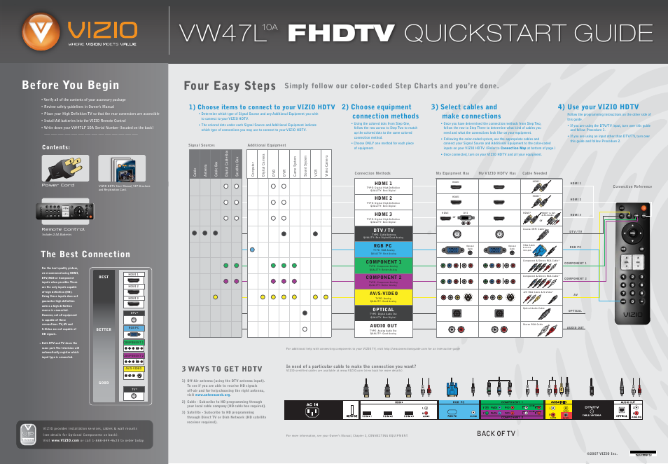 Vizio VW47L User Manual | 2 pages