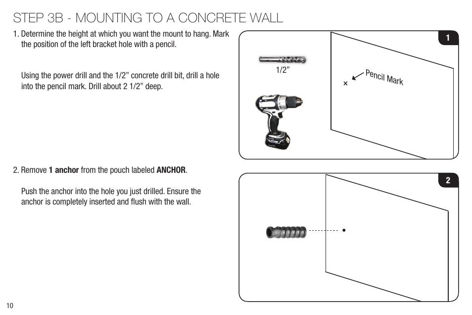 Step 3b - mounting to a concrete wall | Vizio XMF1000 User Manual | Page 12 / 24